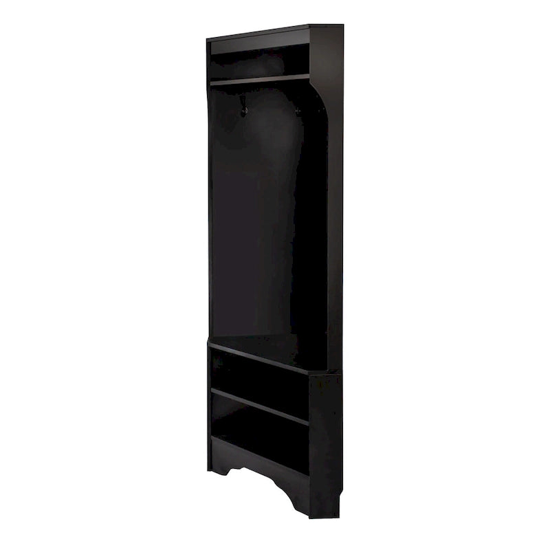 Corner Hall Tree with Shoe Bench - Multifunctional Entryway Coat Rack Featuring 4 Hooks and Adjustable Shelf