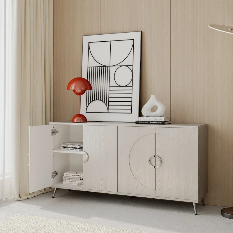 Modern Lacquered 4 Door Wooden Cabinet Sideboard Buffet Server Cabinet Storage Cabinet