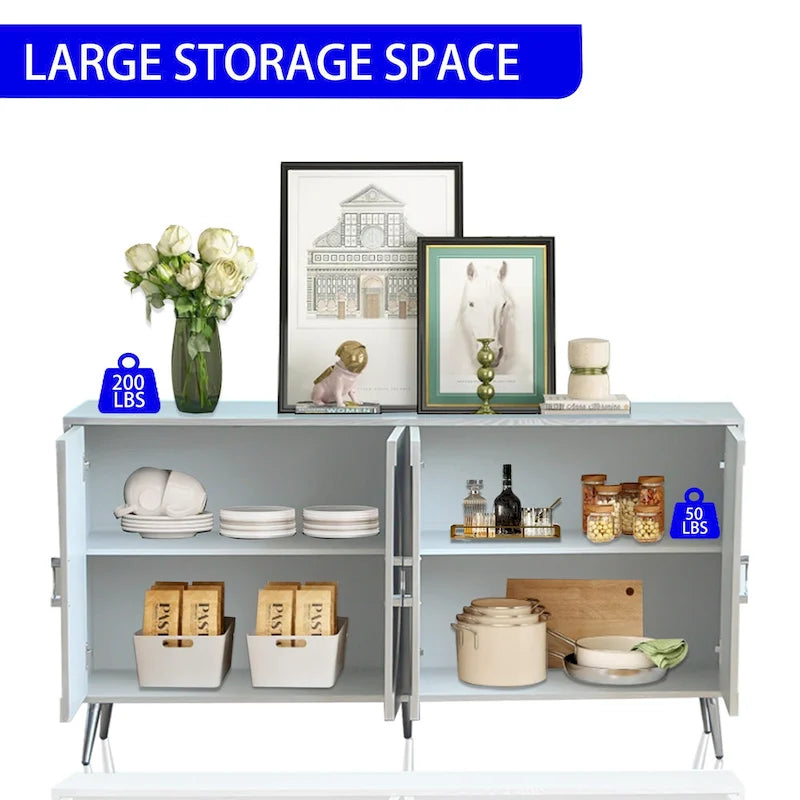 Modern Lacquered 4 Door Wooden Cabinet Sideboard Buffet Server Cabinet Storage Cabinet