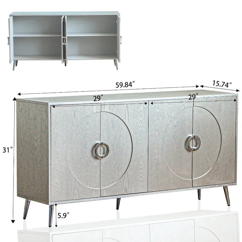 Modern Lacquered 4 Door Wooden Cabinet Sideboard Buffet Server Cabinet Storage Cabinet