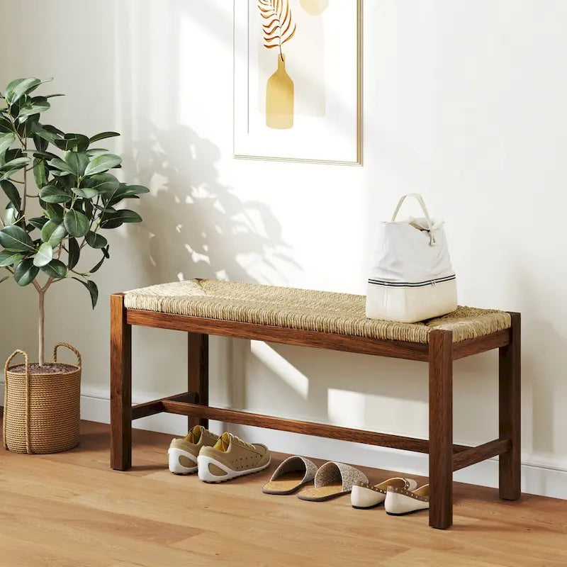 40 Long Wood Bench Indoor Dining Entryway End of Bed Bench - See Details