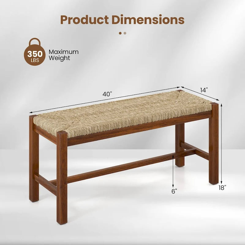 40 Long Wood Bench Indoor Dining Entryway End of Bed Bench - See Details