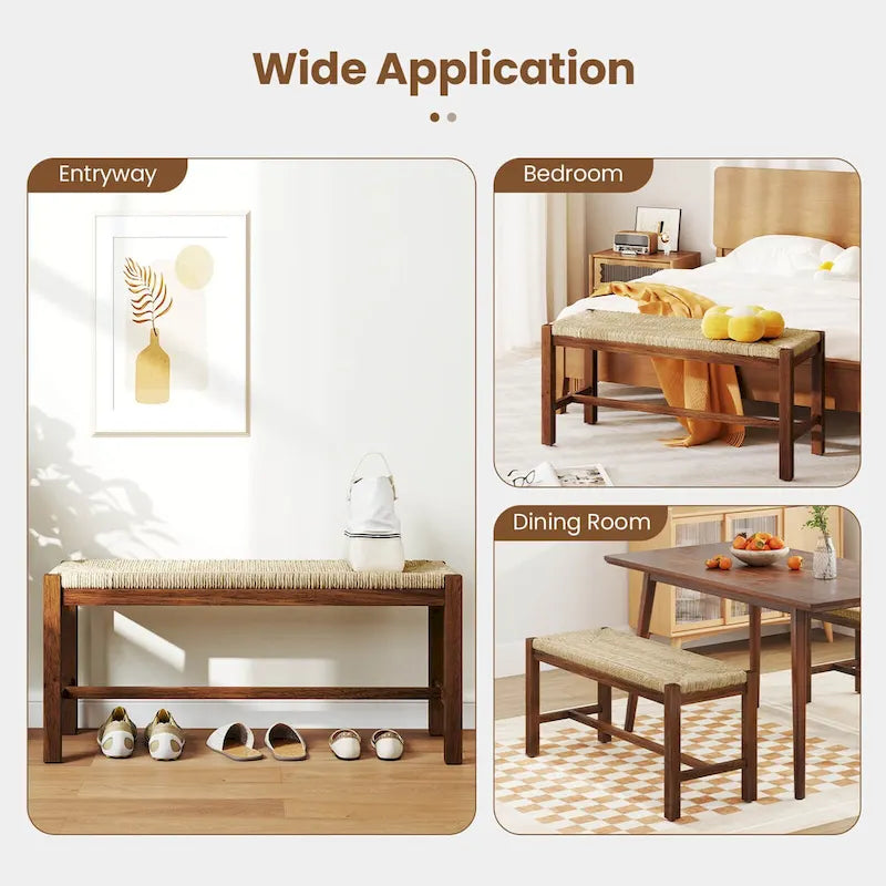 40 Long Wood Bench Indoor Dining Entryway End of Bed Bench - See Details