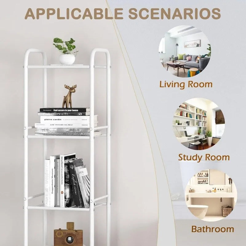 5 Tier Narrow Bathroom Shelving Unit - 13D x 11W x 54.7H