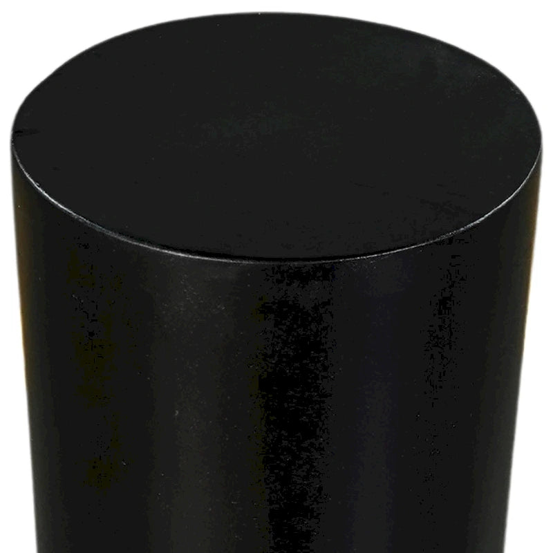 12 Inch Round Side End Table with Turned Pedestal Base, Mango Wood in Matte Black Finish