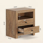 Comodino in stile rustico con 2 cassetti contenitori