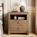 Comodino in stile rustico con 2 cassetti contenitori