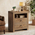 Comodino in stile rustico con 2 cassetti contenitori