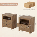 Comodino in stile rustico con 2 cassetti contenitori