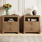Comodino in stile rustico con 2 cassetti contenitori