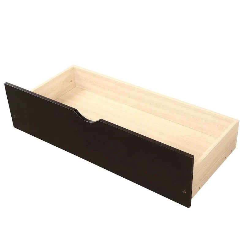 Twin Size Espresso Platform Storage Bed, 2 drawers with wheels