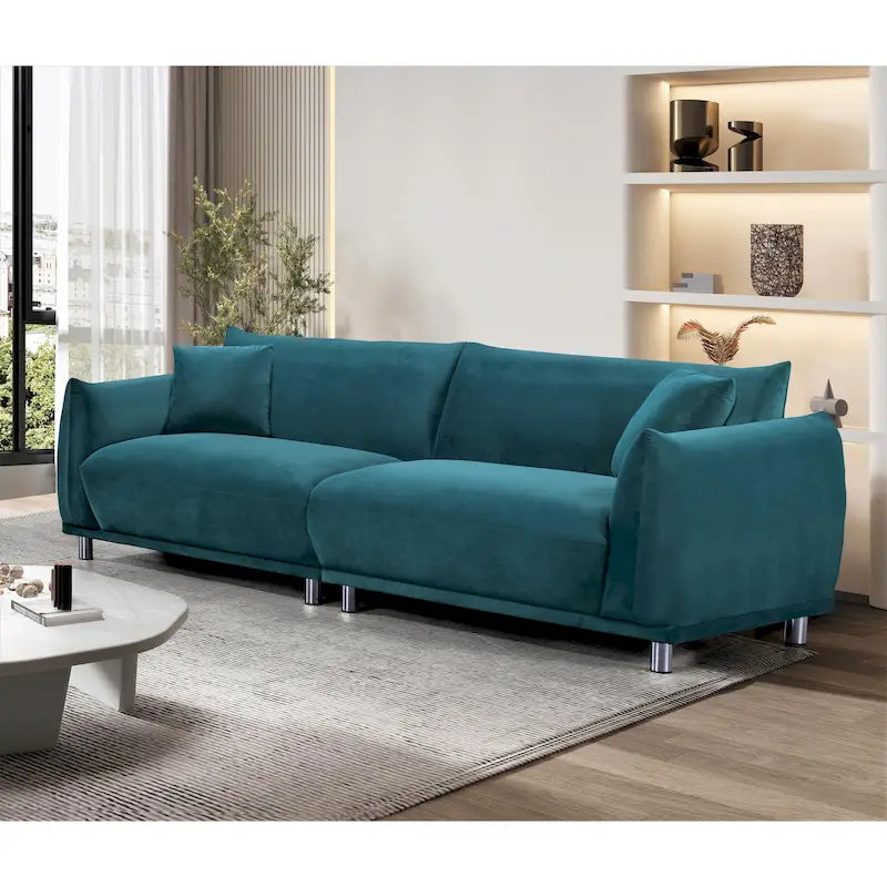88.2W Metal Legs Velvet Fabirc Sofa