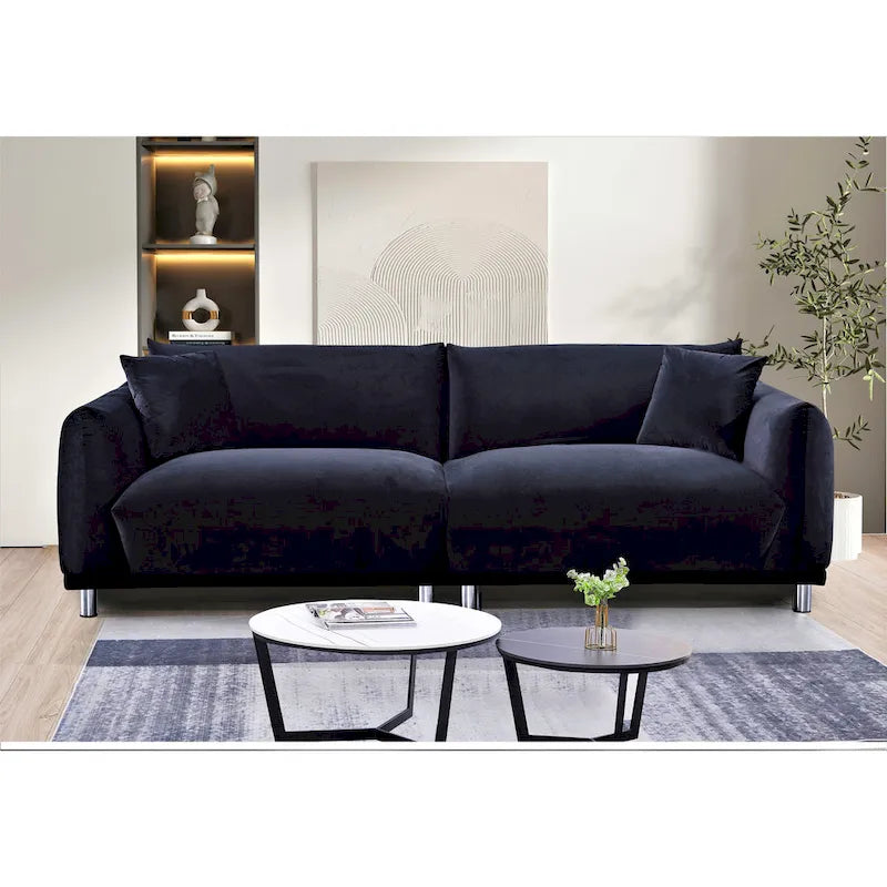 88.2W Metal Legs Velvet Fabirc Sofa