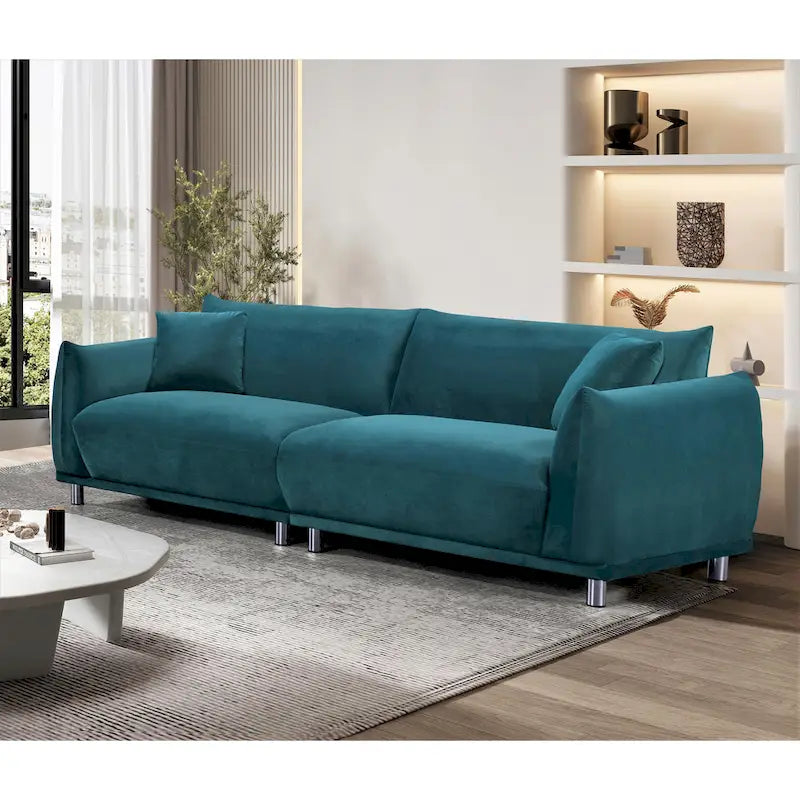 88.2W Metal Legs Velvet Fabirc Sofa