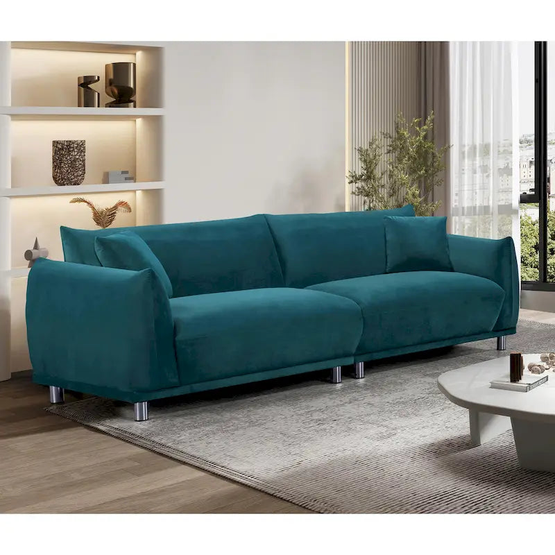 88.2W Metal Legs Velvet Fabirc Sofa