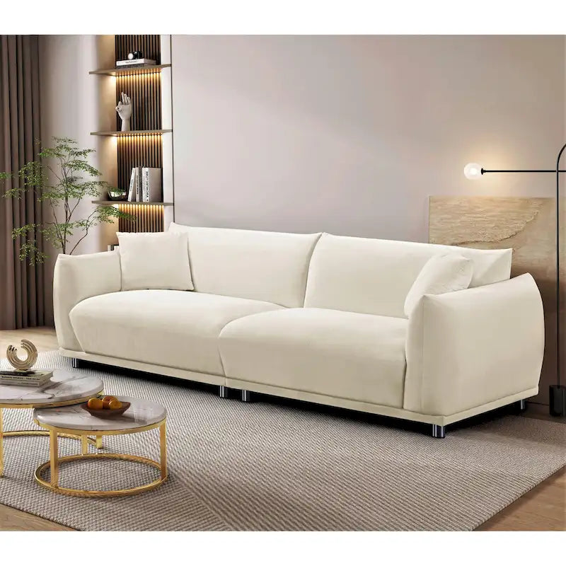 88.2W Metal Legs Velvet Fabirc Sofa