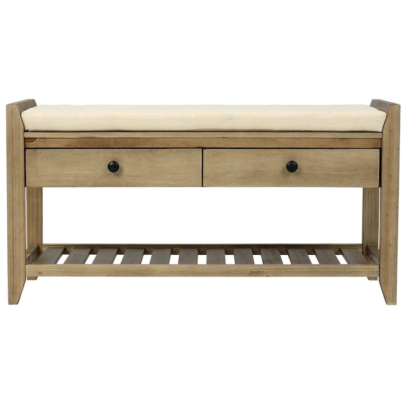 Shoe Rack with Cushioned Seat and Drawers, Multipurpose Entryway Storage Bench