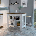 Brooklyn Kitchen Island, Three Concealed Shelves