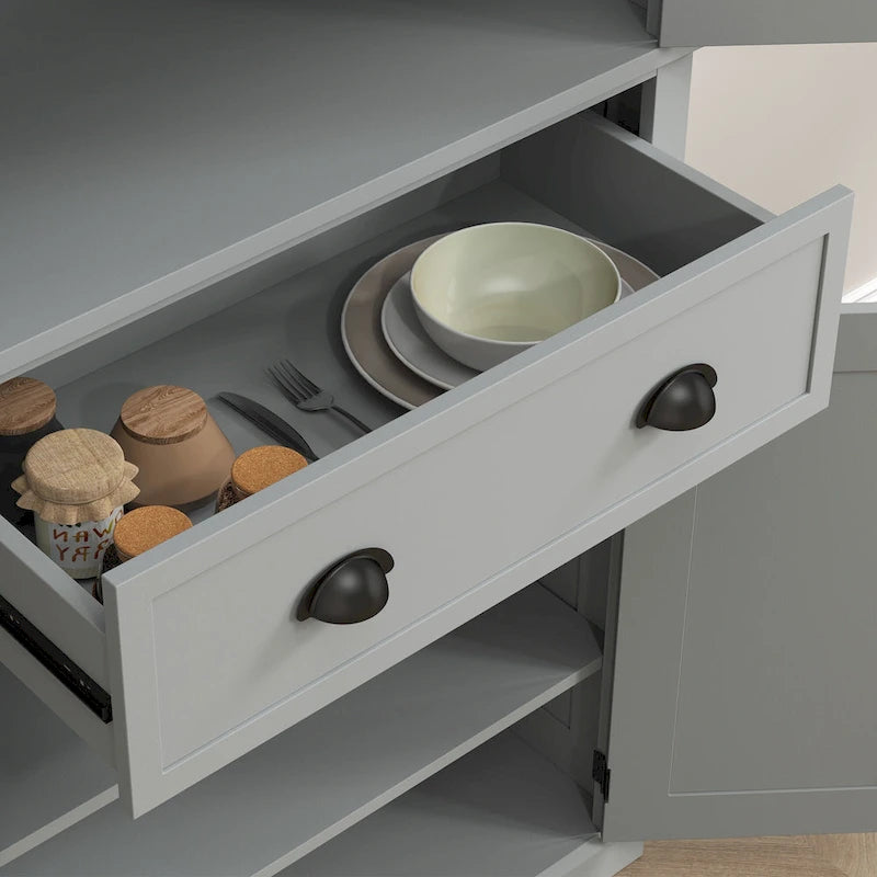 72 Freestanding Kitchen Pantry Cabinet, Tall Storage Cabinet with 2 Door Cupboards, Drawer and Adjustable Shelves