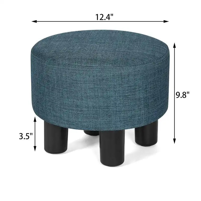Round Ottoman Fabric Footrest Modern Padded Chair Footstool