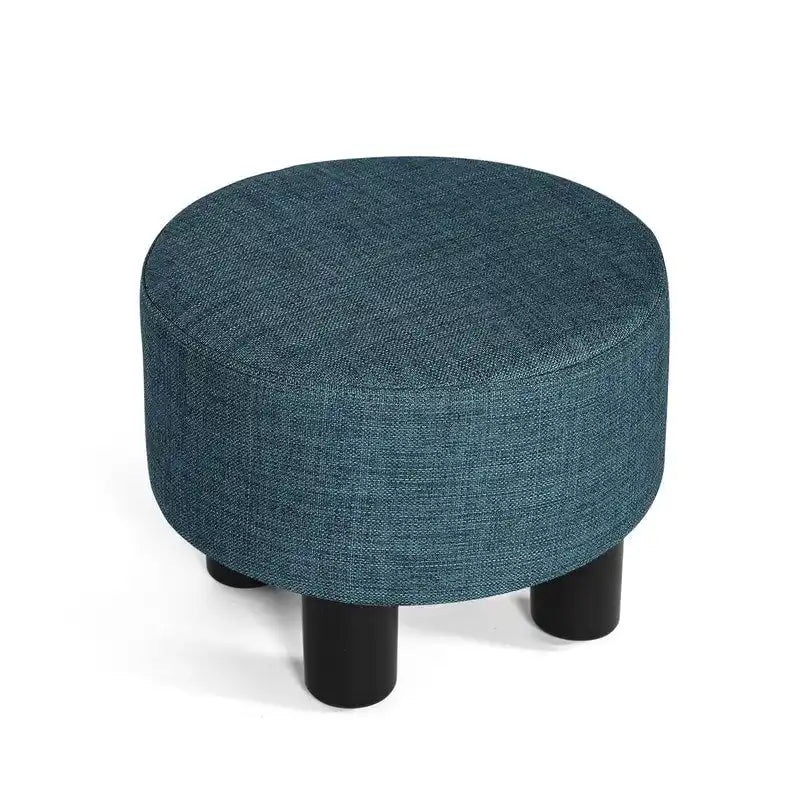 Round Ottoman Fabric Footrest Modern Padded Chair Footstool