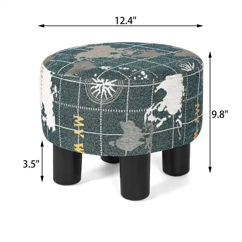 Round Ottoman Fabric Footrest Modern Padded Chair Footstool