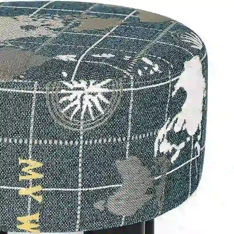 Round Ottoman Fabric Footrest Modern Padded Chair Footstool