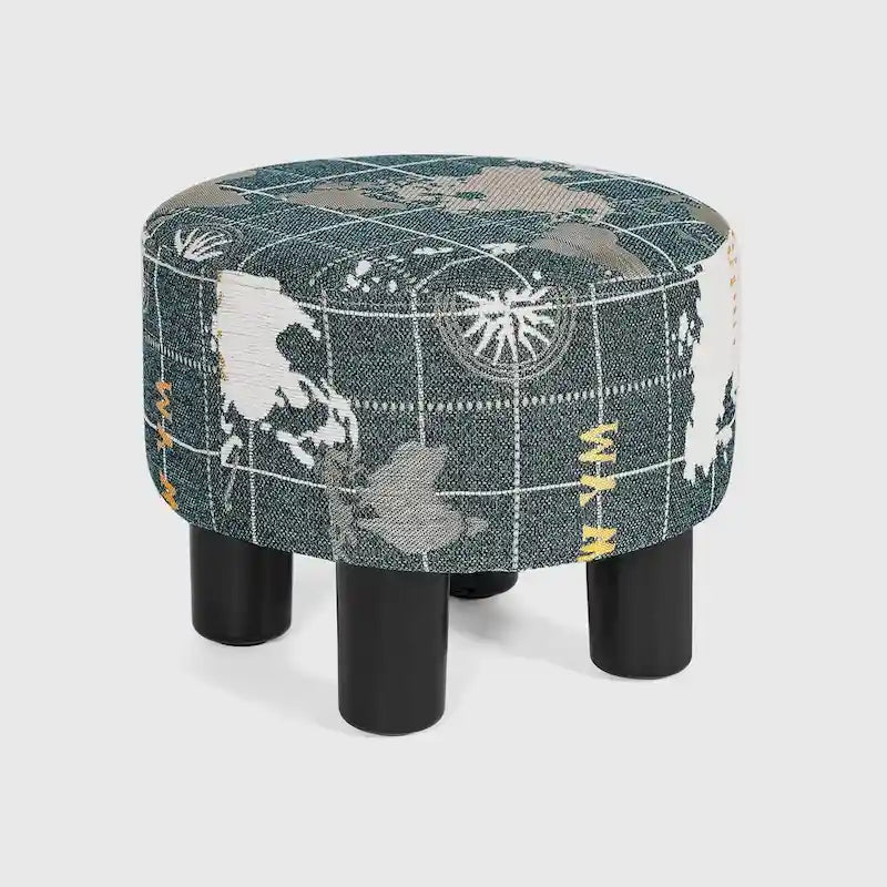 Round Ottoman Fabric Footrest Modern Padded Chair Footstool