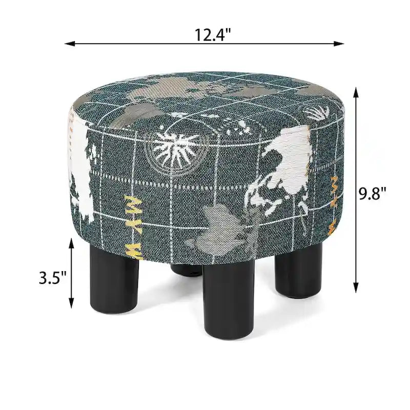 Round Ottoman Fabric Footrest Modern Padded Chair Footstool