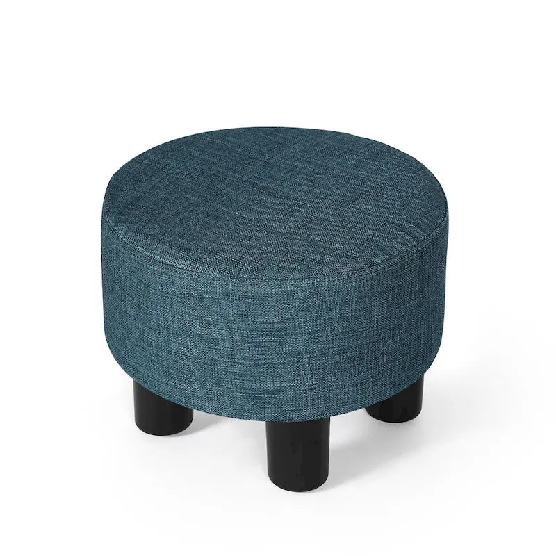 Round Ottoman Fabric Footrest Modern Padded Chair Footstool