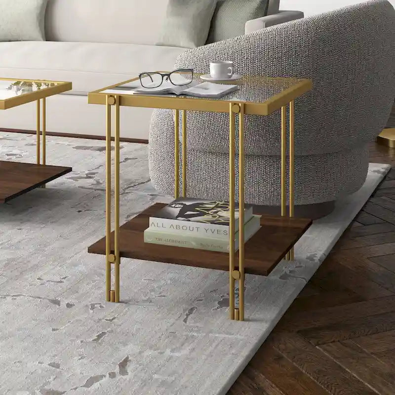 Modern Metal and Glass Side Table