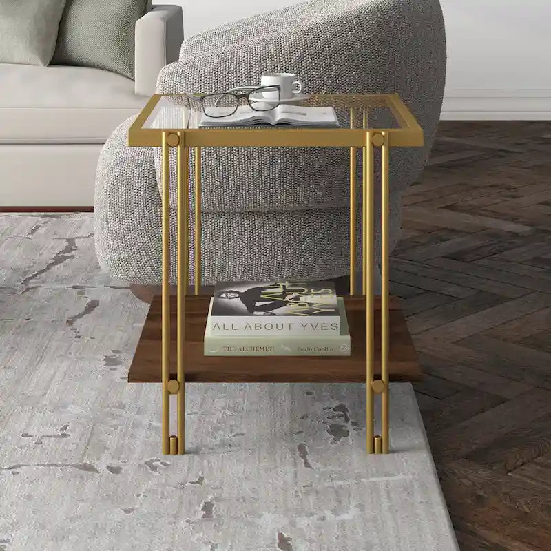 Modern Metal and Glass Side Table