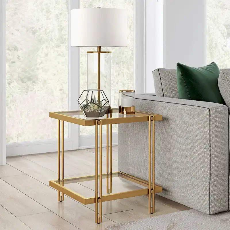Modern Metal and Glass Side Table