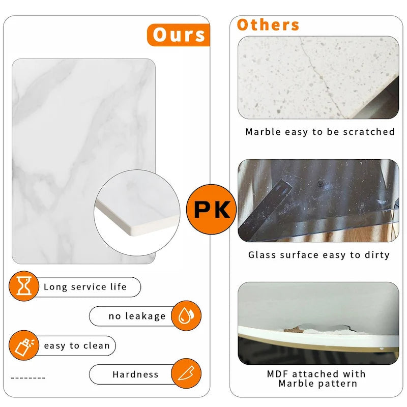 2 Tier Round Sintered Stone End Table Sofa Side Table with Golden Frame