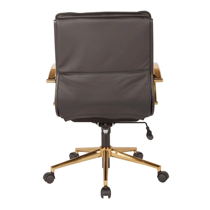 Gold Base Mid-back Faux Leather Office Chair