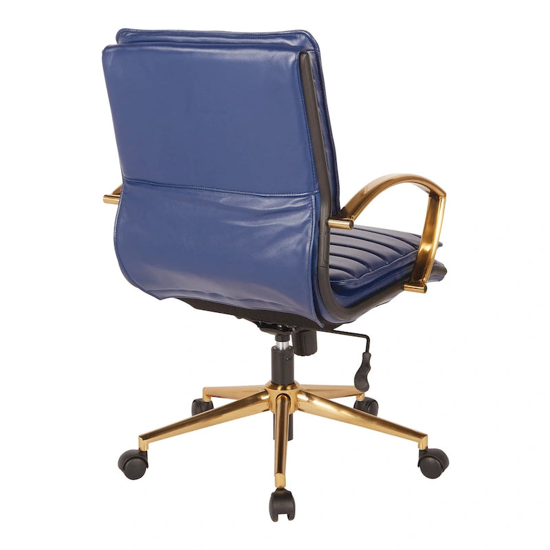 Gold Base Mid-back Faux Leather Office Chair