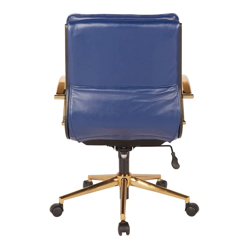 Gold Base Mid-back Faux Leather Office Chair