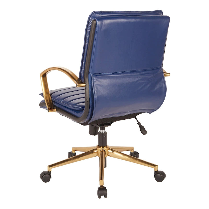 Gold Base Mid-back Faux Leather Office Chair