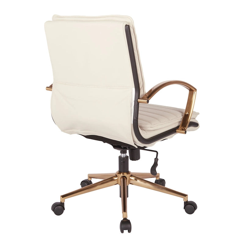 Gold Base Mid-back Faux Leather Office Chair