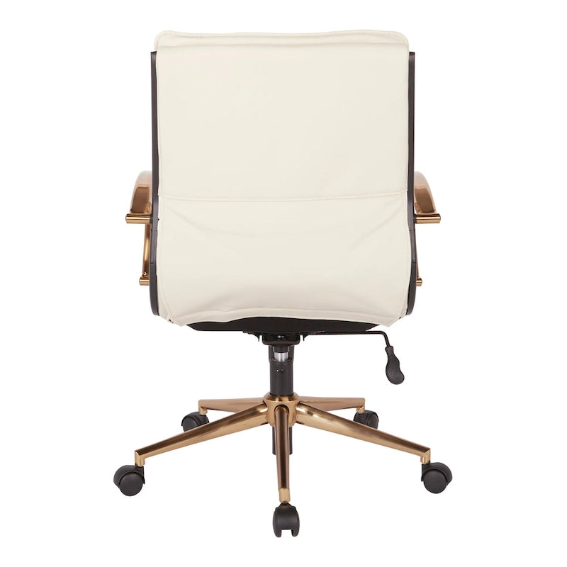 Gold Base Mid-back Faux Leather Office Chair