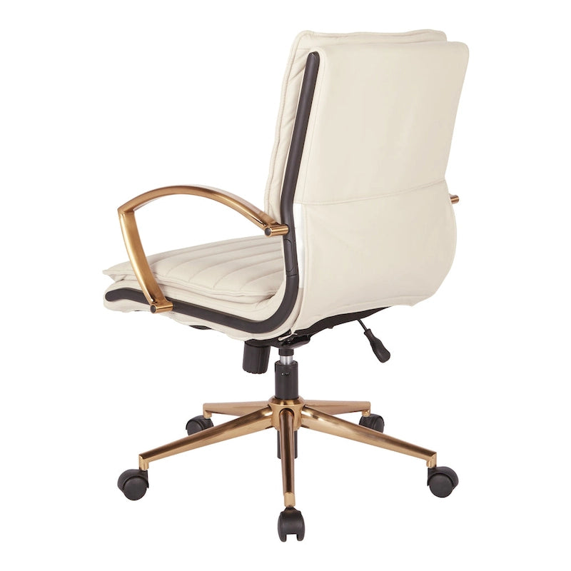 Gold Base Mid-back Faux Leather Office Chair