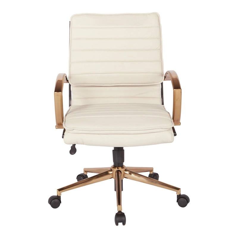 Gold Base Mid-back Faux Leather Office Chair