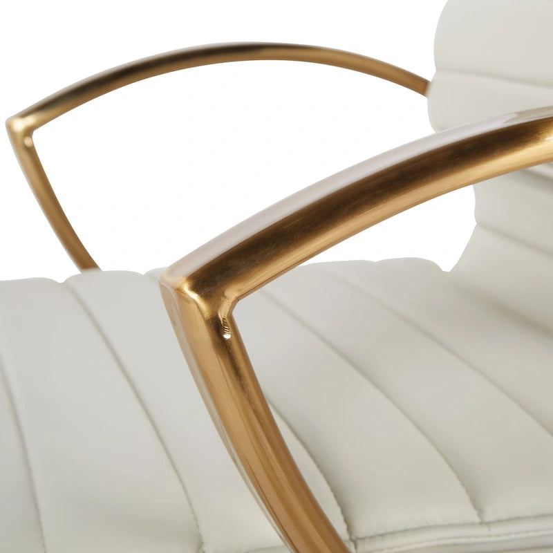 Gold Base Mid-back Faux Leather Office Chair