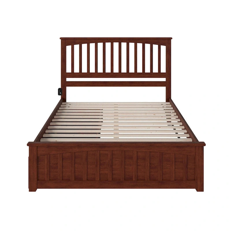 Queen Platform Bed with 2 Bed Drawers in Walnut