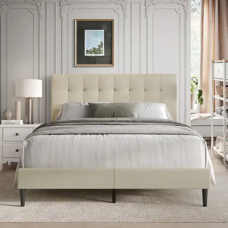 Clean-Lines Stitching Linen Upholstered Bed