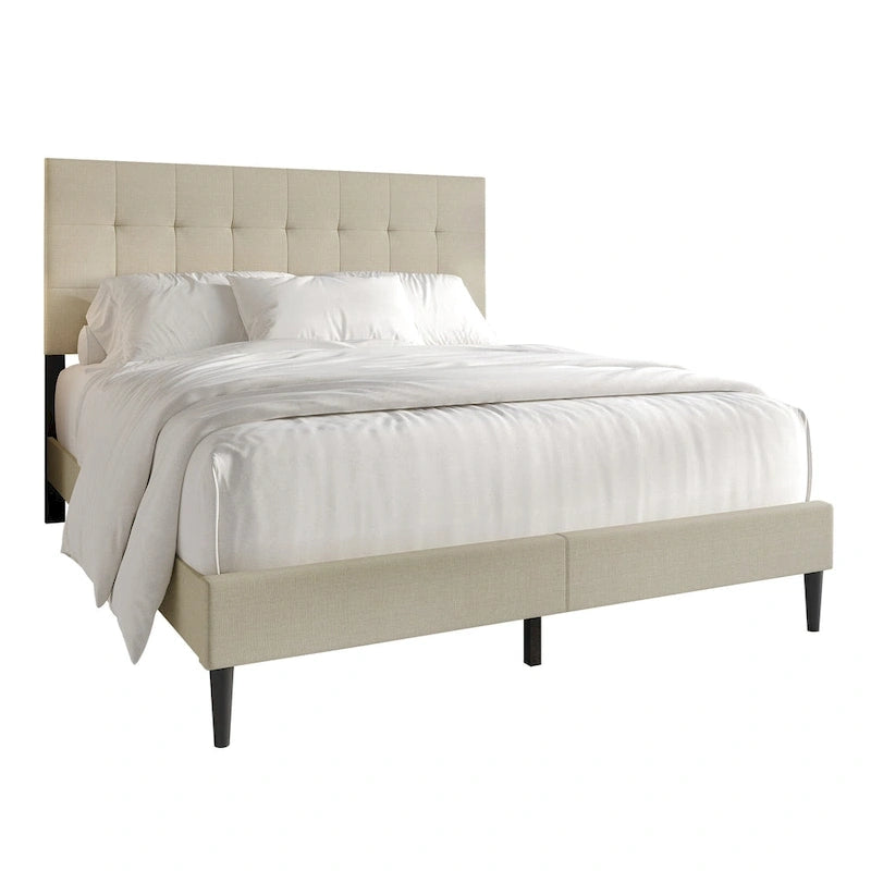 Clean-Lines Stitching Linen Upholstered Bed
