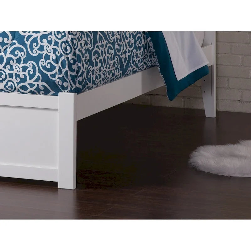 Queen White Paneled Platform Bed with 2 Drawers