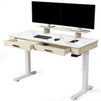 Bureau assis-debout 55 Slate Stone, bureau de direction avec 2 tiroirs et support pour écran