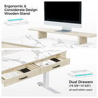 Bureau assis-debout 55 Slate Stone, bureau de direction avec 2 tiroirs et support pour écran