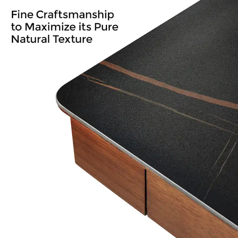 55 Slate Stone Standing Desk Executive Writing Desk with 2 Drawers & Monitor Stand